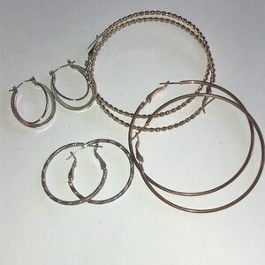 Elegant Silver Tone and Gold Tone Hoop Earrings Set